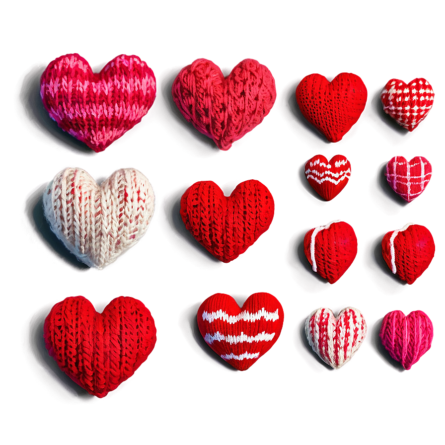 Cozy Valentine's Day Knitted Hearts Png Hxr