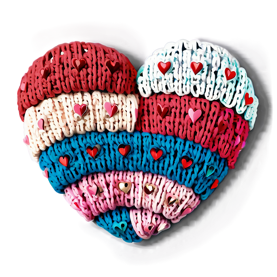 Cozy Valentine's Day Knitted Hearts Png Wgv