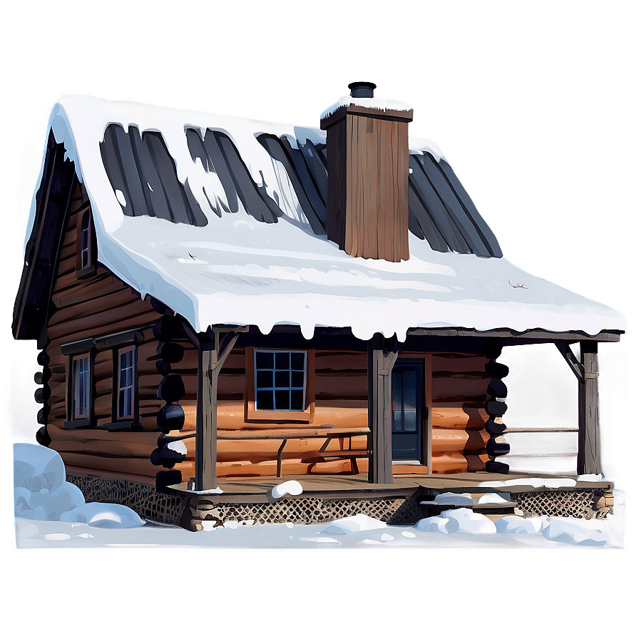 Cozy Winter Cabin Illustration PNG 05212024 PNG with transparent background