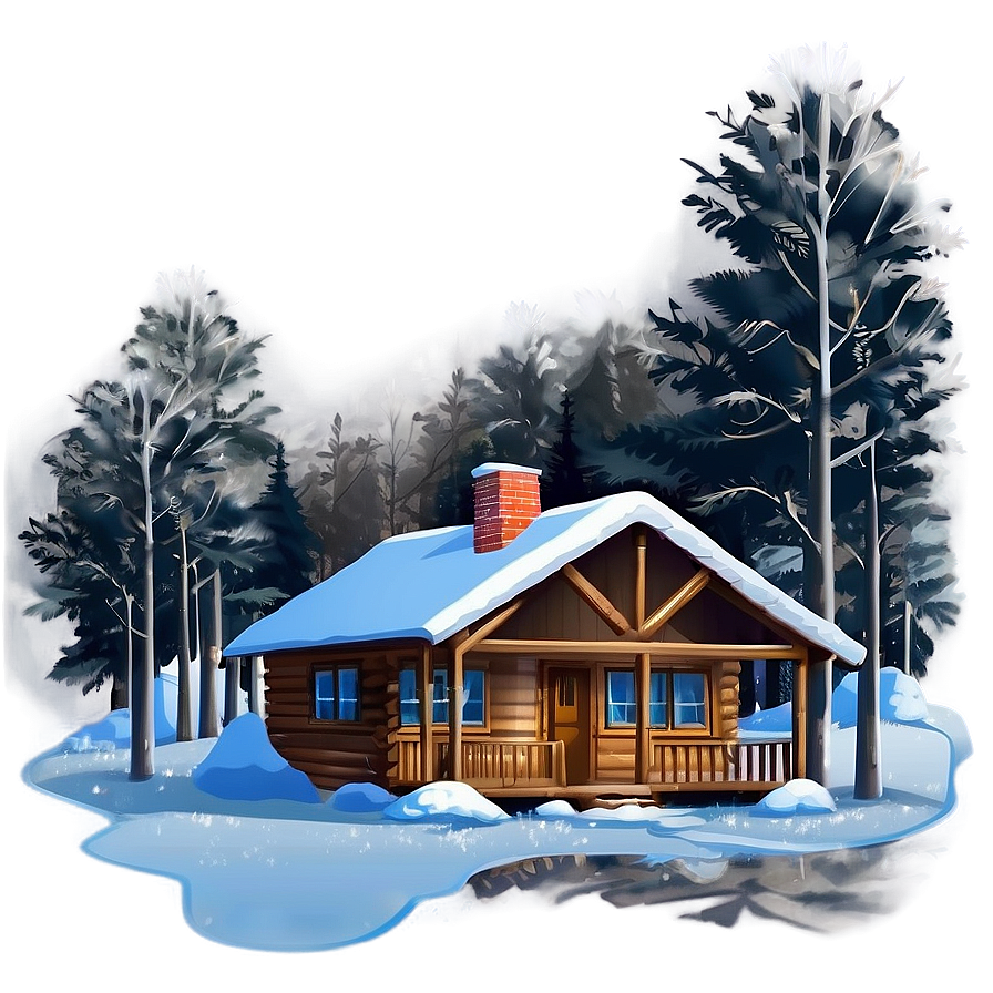 Cozy Winter Cabin Illustration PNG ibn6 PNG with transparent background