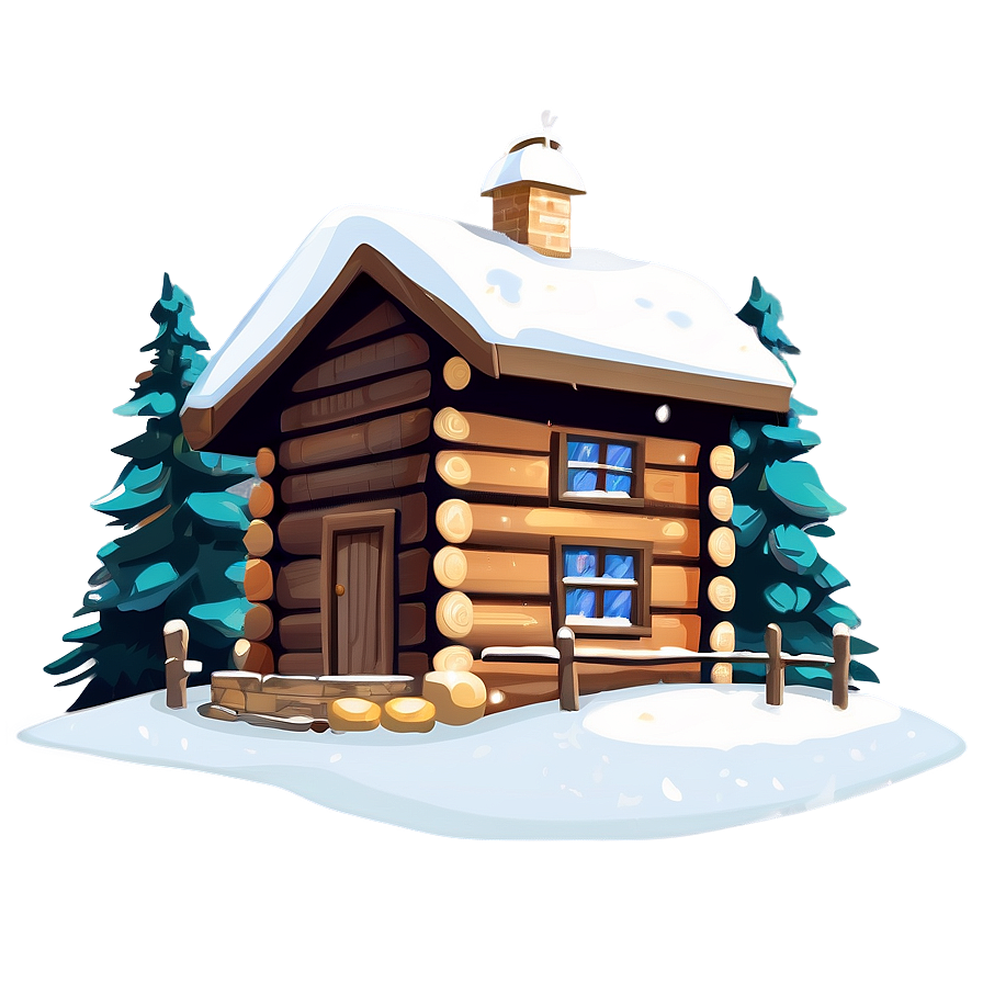 Cozy Winter Cabin Illustration PNG jpi5 PNG with transparent background