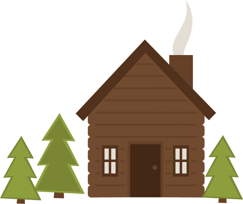 Cozy Wooden Cabin Illustration PNG with transparent background