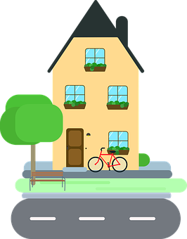 Cozy Yellow House Cartoon PNG with transparent background