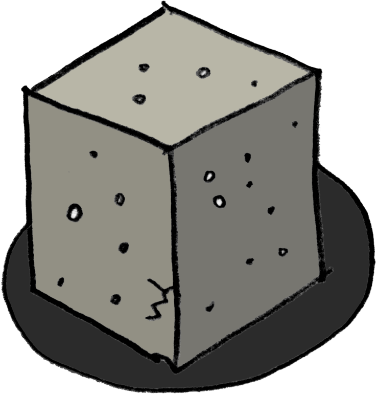 Cracked Concrete Cube Illustration