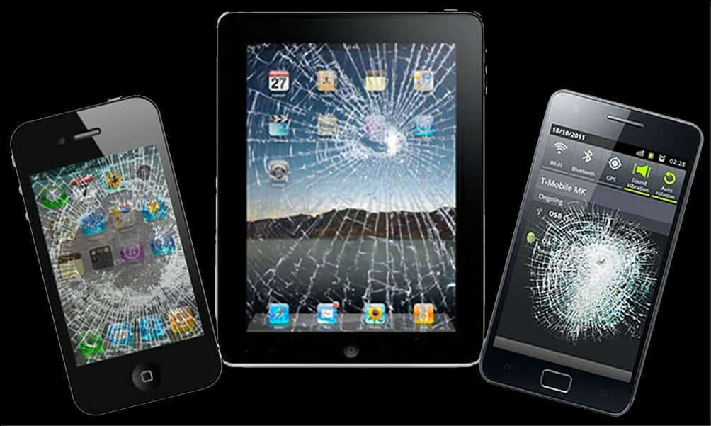 Cracked Screens Smart Devices PNG with transparent background