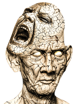 Cracked_ Skin_ Screaming_ Figure PNG with transparent background