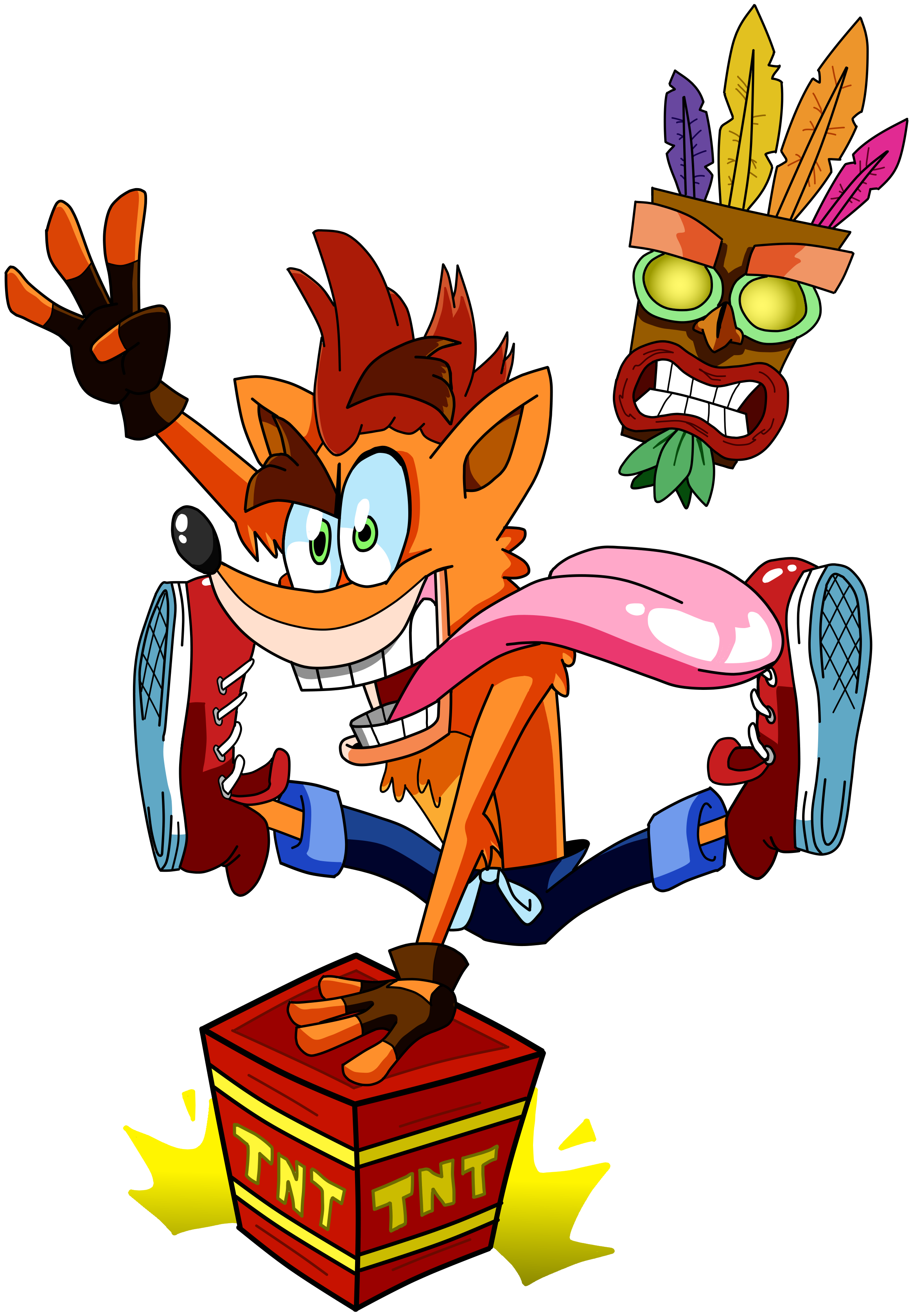 Crash Bandicoot And Aku Aku - Cartoon, HD Png Download PNG with transparent background