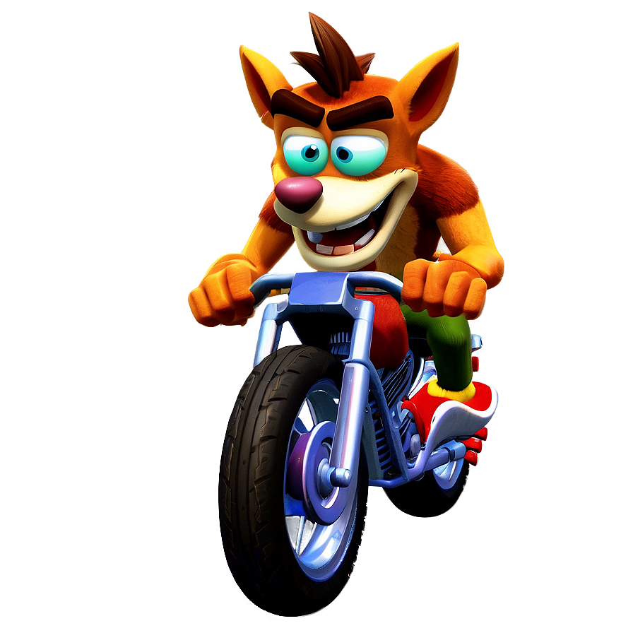 Crash Bandicoot on Motorcycle PNG 05212024 PNG with transparent background