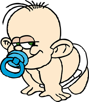 Crawling Baby Cartoon With Pacifier