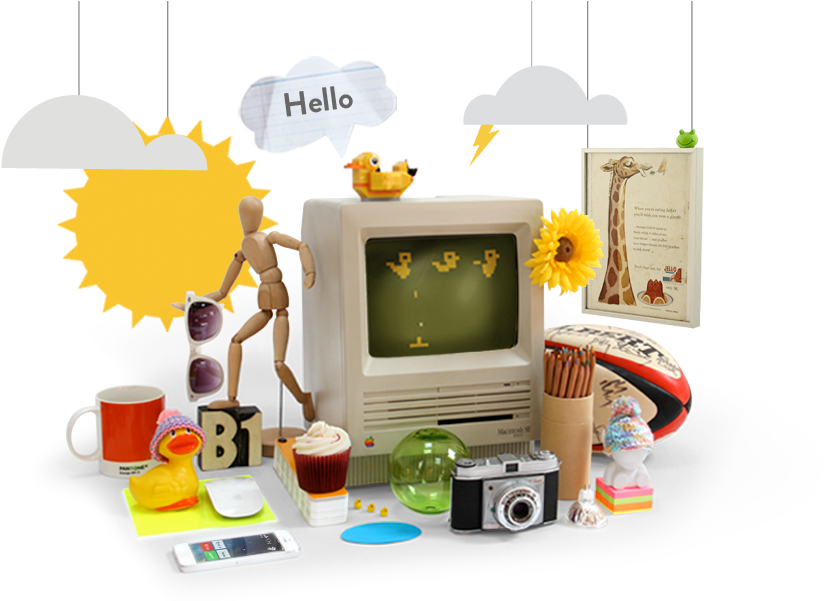 Creative Desk Setupwith Vintage Elements PNG with transparent background