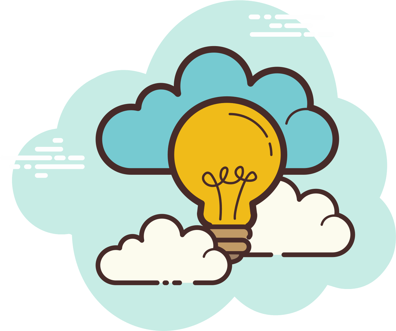 Creative Idea Cloud Lightbulb Illustration PNG with transparent background