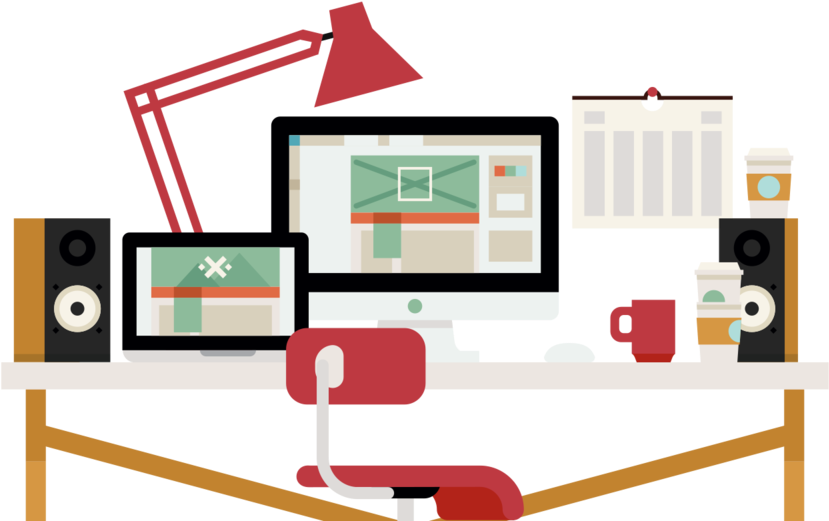 Creative Workspace Setup PNG with transparent background