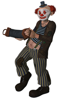 Creepy_ Clown_3 D_ Character PNG with transparent background