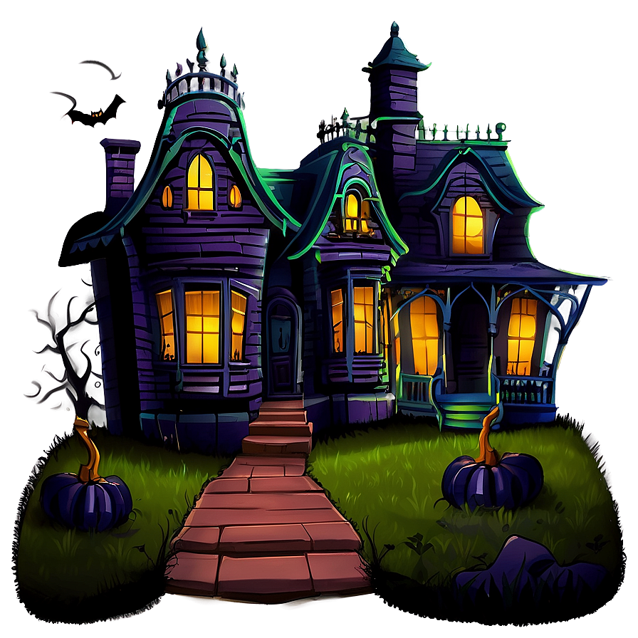 Creepy Halloween Cartoon Mansion Png Wvn80