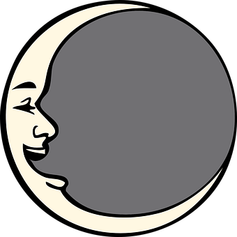 Crescent Moon Face Graphic PNG with transparent background