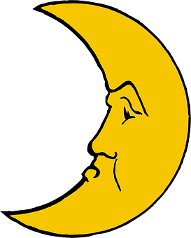 Crescent Moon Face Graphic PNG with transparent background