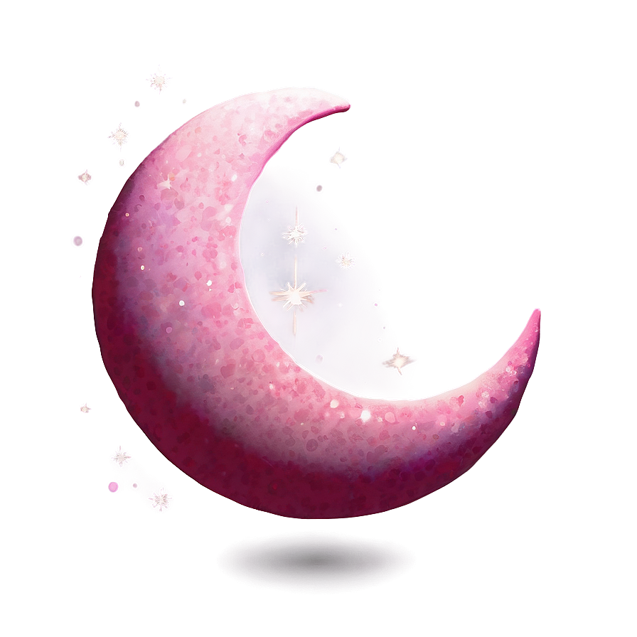 Crescent Moon In Dreamy Pink Png 05212024