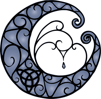 Crescent Moon Tribal Design PNG with transparent background