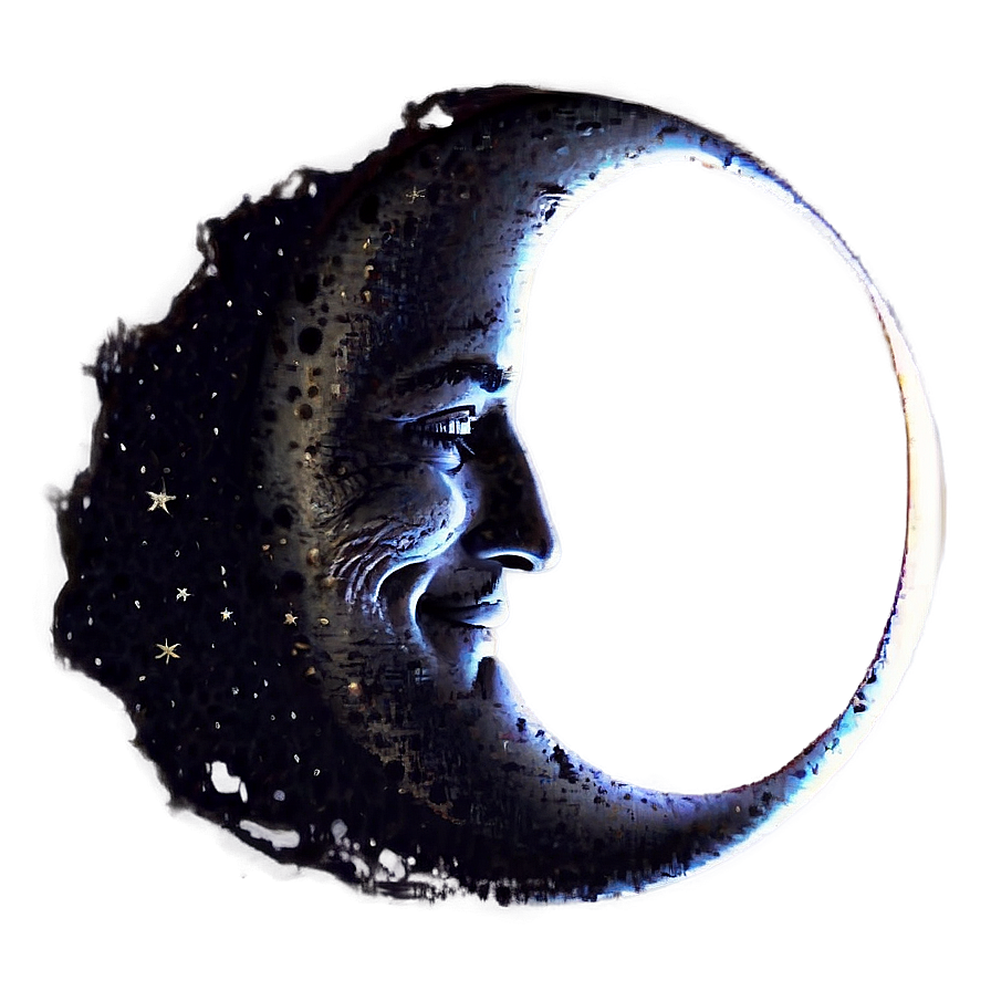 Crescent Moon With Face Png Kby