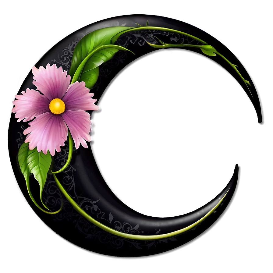 Crescent Moon With Flowers Png Xml43