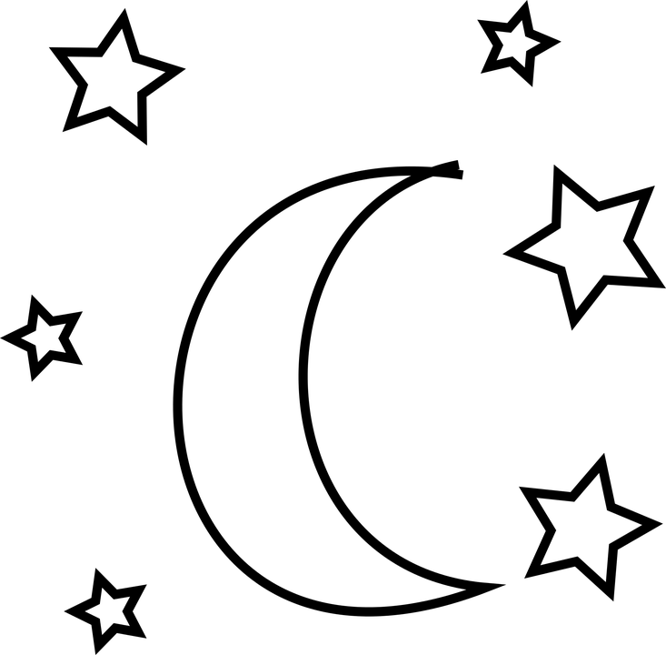 Crescent Moonand Stars Graphic PNG with transparent background