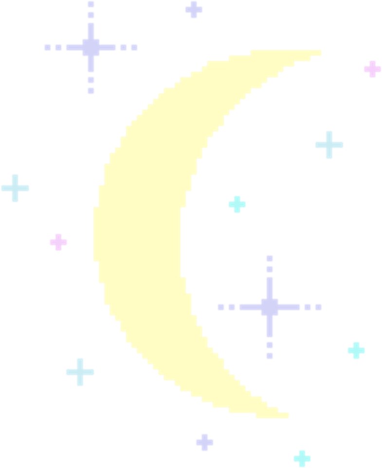 Crescent Moonand Stars Pixel Art PNG with transparent background