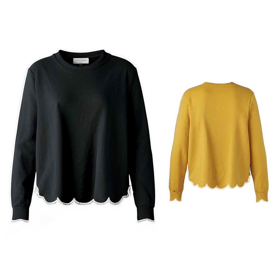 Crewneck Top With Scallop Hem Png 06272024