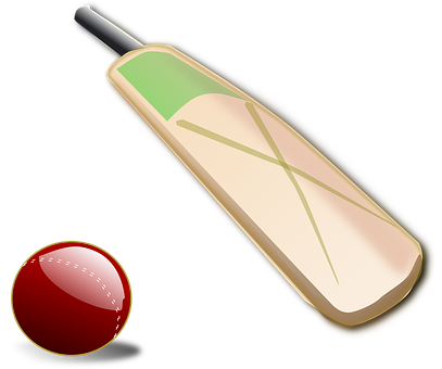 Cricket Batand Ball Illustration PNG with transparent background