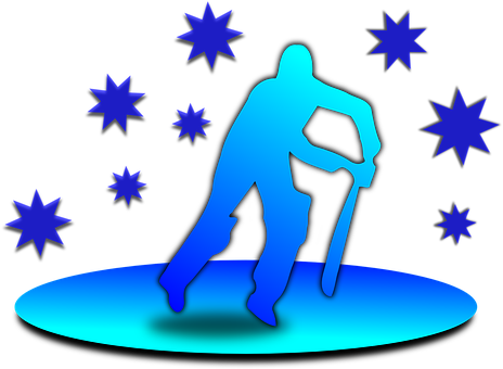 Cricket Batsman Silhouette Stars Background PNG with transparent background