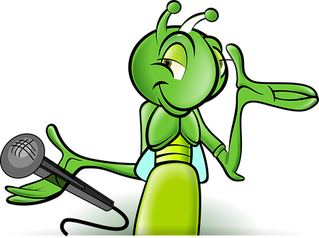 Cricket Mascot With Microphone