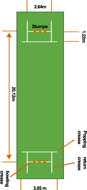 Cricket Pitch Dimensions Diagram PNG with transparent background