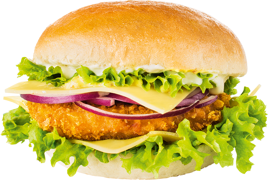 Crispy Chicken Burger Transparent Background.png