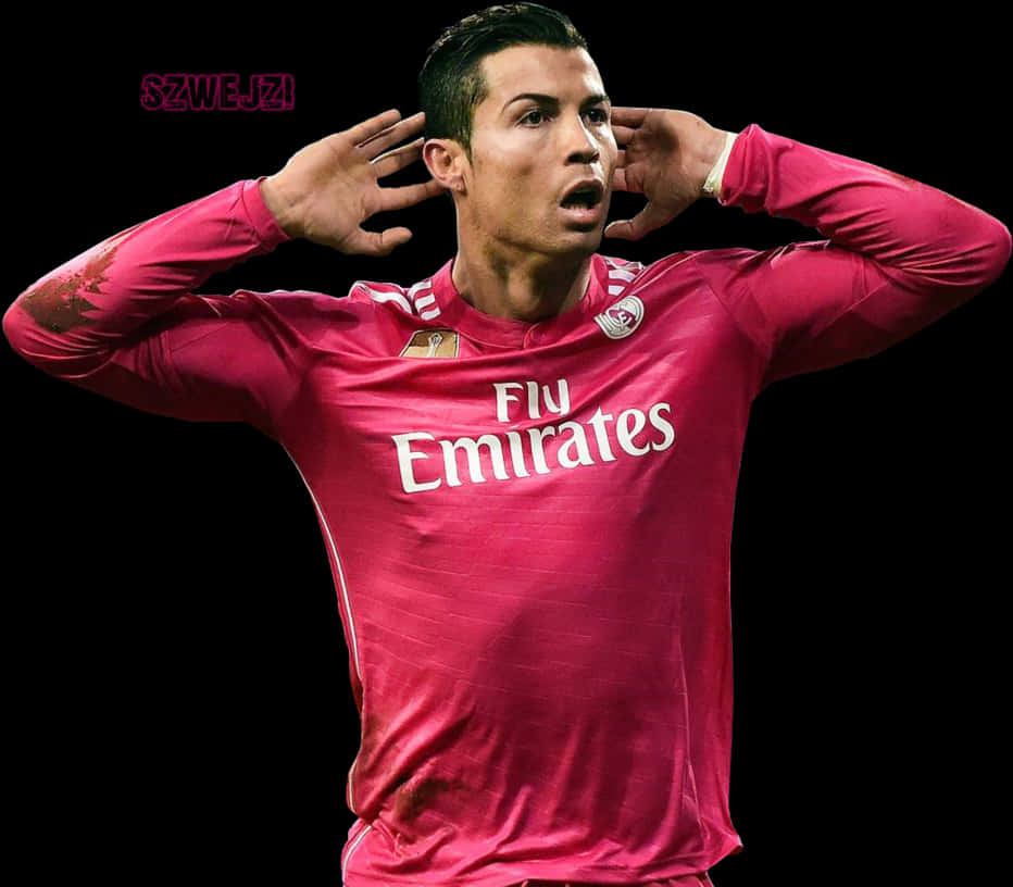 Cristiano Ronaldo Celebration Pink Jersey PNG with transparent background