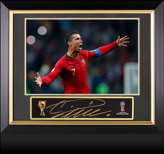 Cristiano Ronaldo Portugal Celebration Framed Photo PNG with transparent background
