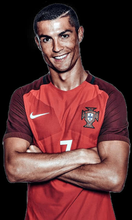Cristiano Ronaldo Portugal Jersey Pose PNG with transparent background