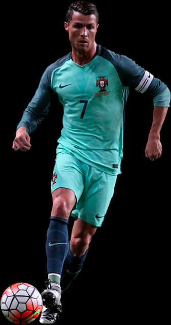 Cristiano Ronaldo Portugal Kit Dribbling PNG with transparent background