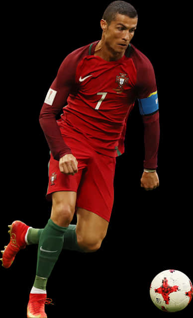 Cristiano Ronaldo Portugal Kit Dribbling PNG with transparent background