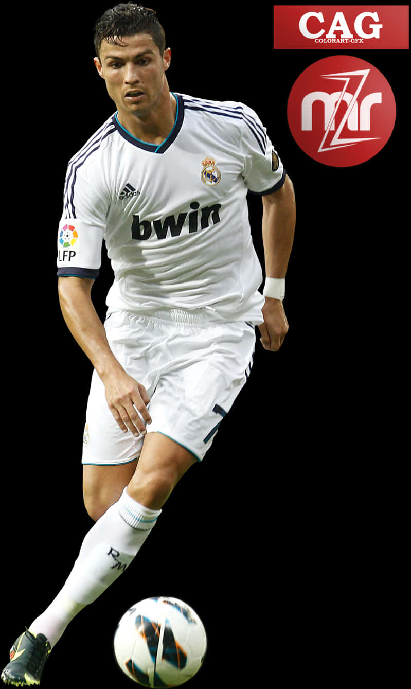 Cristiano Ronaldo Real Madrid Action PNG with transparent background