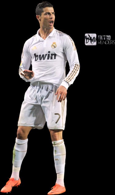 Cristiano Ronaldo Real Madrid Action Pose PNG with transparent background