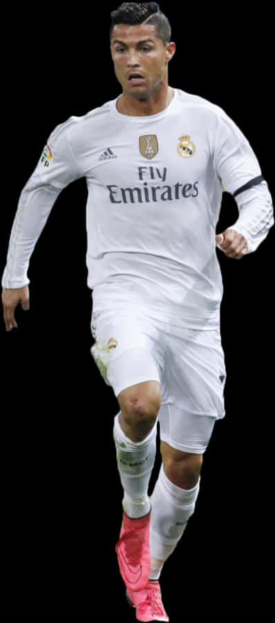 Cristiano Ronaldo Real Madrid Action Shot PNG with transparent background