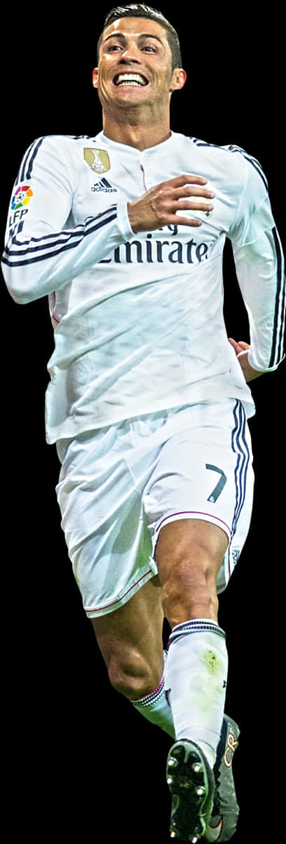 Cristiano Ronaldo Real Madrid Action Shot PNG with transparent background