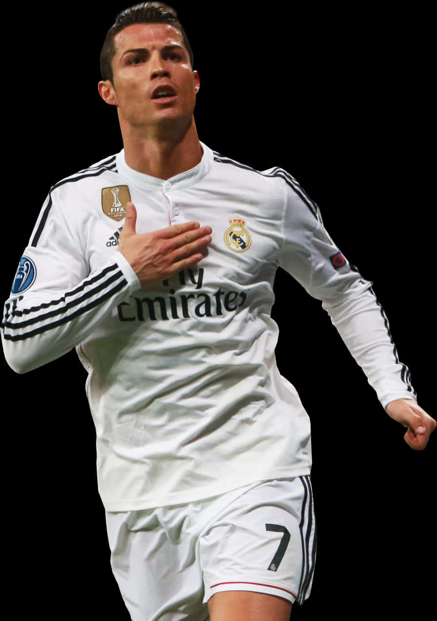 Cristiano Ronaldo Real Madrid Action Shot PNG with transparent background