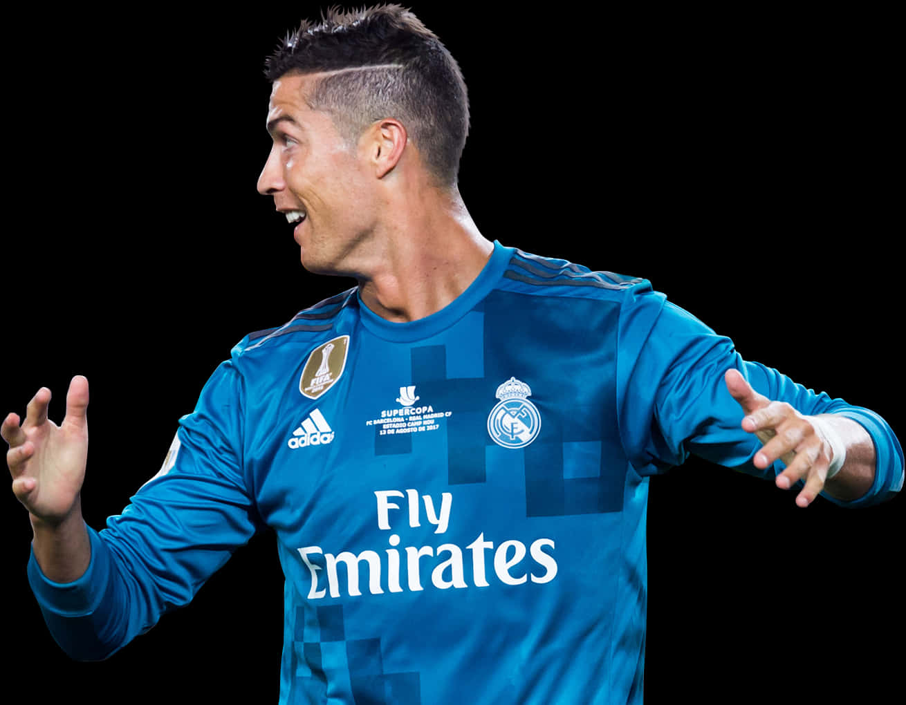 Cristiano Ronaldo Real Madrid Blue Kit PNG with transparent background