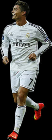 Cristiano Ronaldo Real Madrid White Kit PNG with transparent background