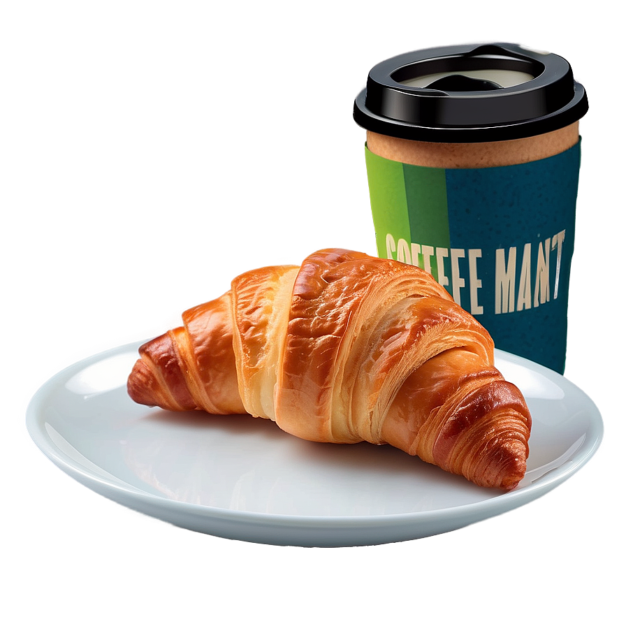 Croissant And Coffee Breakfast Png Hxl57