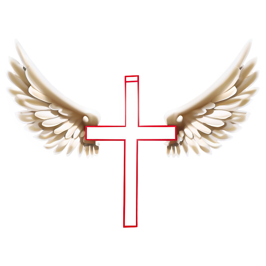 Cross Outline With Wings Png Cvb