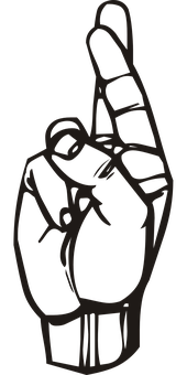 Crossed_ Fingers_ Silhouette PNG with transparent background
