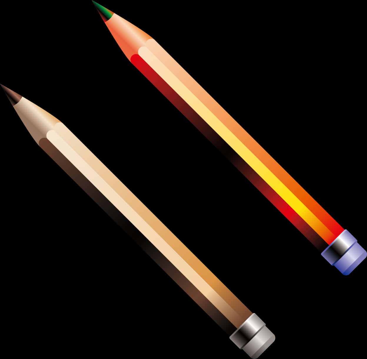 Crossed Pencils Black Background