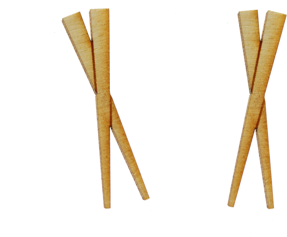 Crossedand Open Wooden Chopsticks