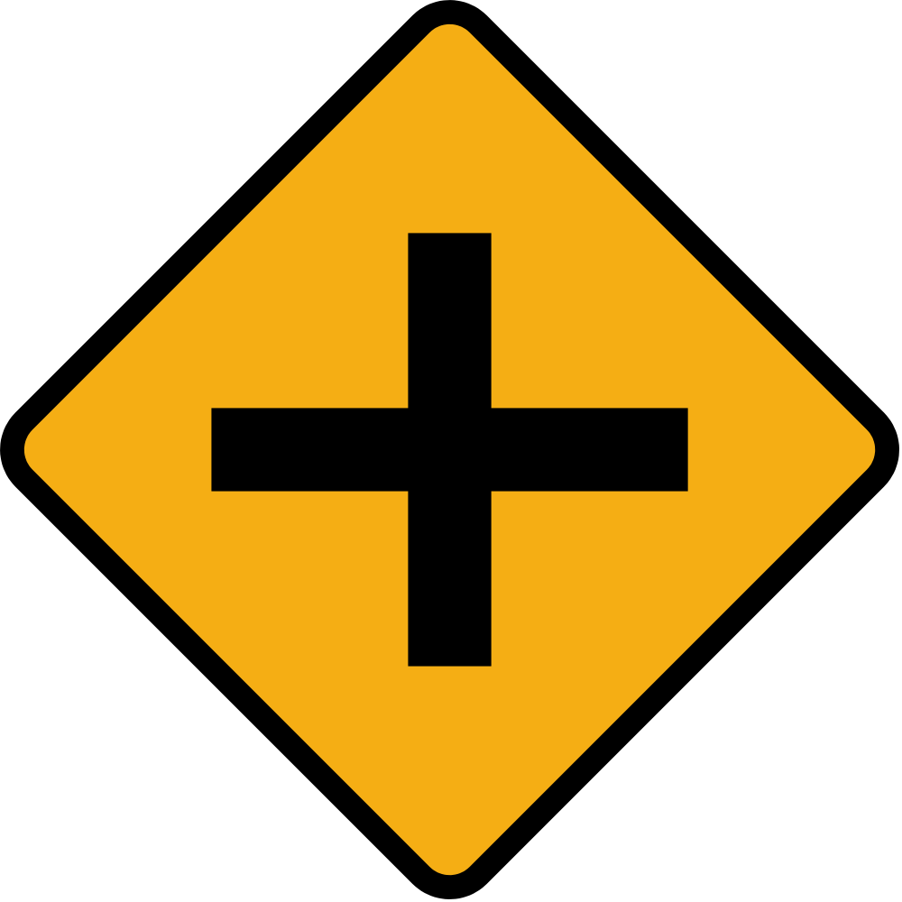 Crossroad Sign Warning PNG image with a transparent background, free high-resolution download